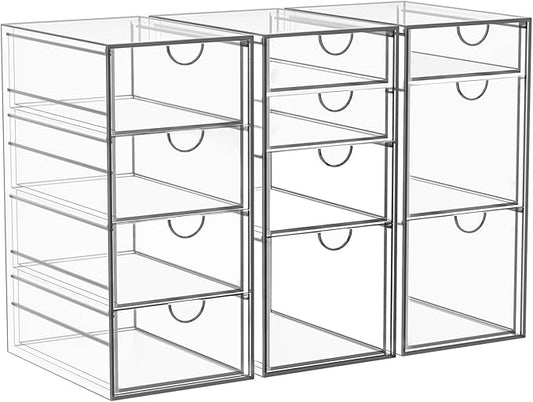 Arcylic Makeup Organzier with 11 Drawers, Clear Storage Drawers, Bathroom Makeup Organizer for Palettes, Cosmetic, and Beauty Supplies,Ideal for Vanity, Cabinet,Desk Organization-NeatNest