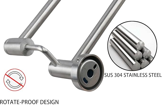 TocTen Double Bath Towel Bar - Thicken SUS304 Stainless Steel Towel Rack for Bathroom, Bathroom Accessories Double Towel Rod Heavy Duty Wall Mounted Towel Holder (Brushed, 30IN)