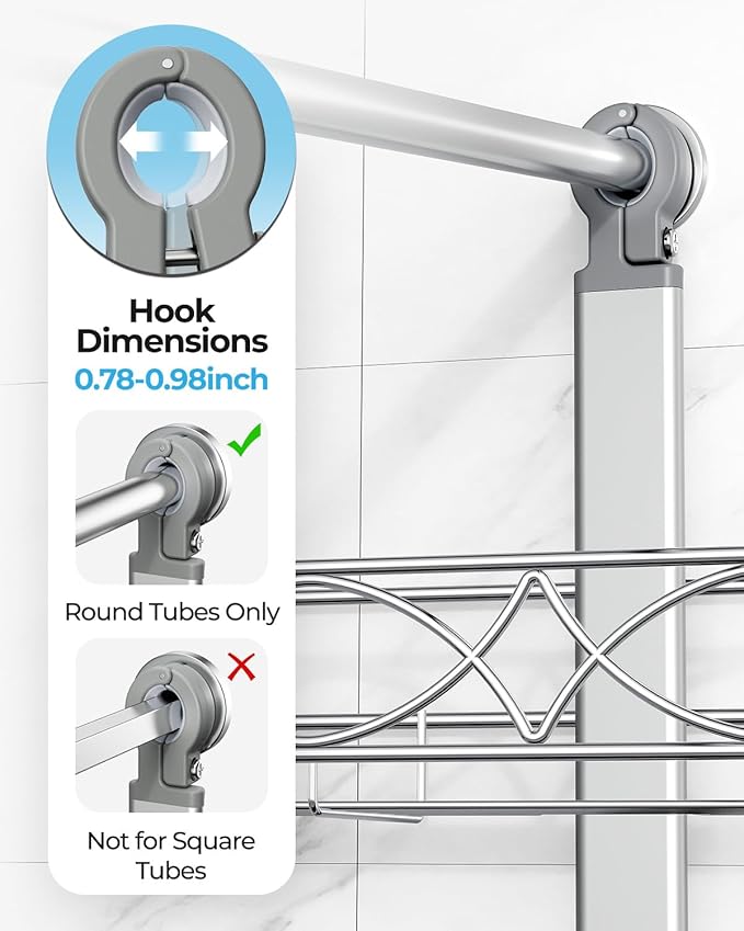 ODesign 2 Tier Stainless Steel Anodized Aluminum,Height-Adjustable Rustproof Shower Caddy Hanging Anti-Swing-Over The Shower Head Caddy-Bathroom Showe r Storage Organizer With Soap Box Holder- Sliver
