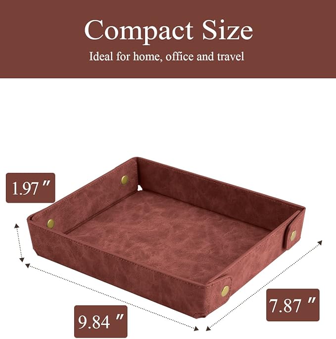 CASIRENA Father's Day Gifts Faux Leather Valet Tray Organizer for Men - Catch-All Tray for Entryway Table Key, Wallet, Watch, Coin Change, Phone, Dresser EDC Dump Jewelry, Bedside Nightstand Desk-top-NeatNest