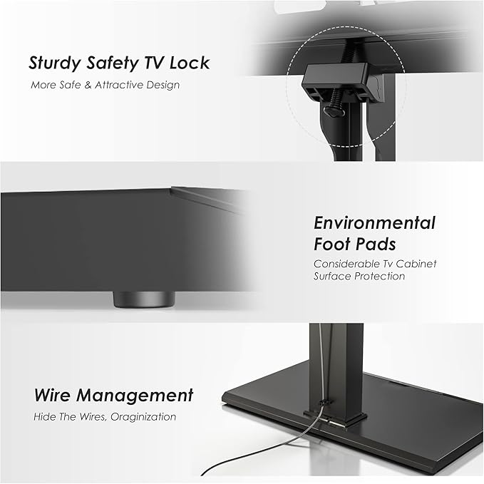 FITUEYES Iron Base Universal Floor TV Stand with Swivel Mount Space Saving for 50-85 Inch LED LCD Plasma Flat or Curved Screen TVs Height Adjustable Cable Management