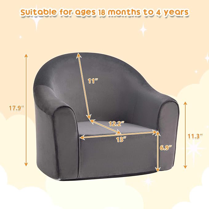 ALIMORDEN Adorable Toddler Chair, Snuggly Foam Seat for Little Ones with Removable Washable Cover - Soft Reading Couch for Boys and Girls, Grey-NeatNest