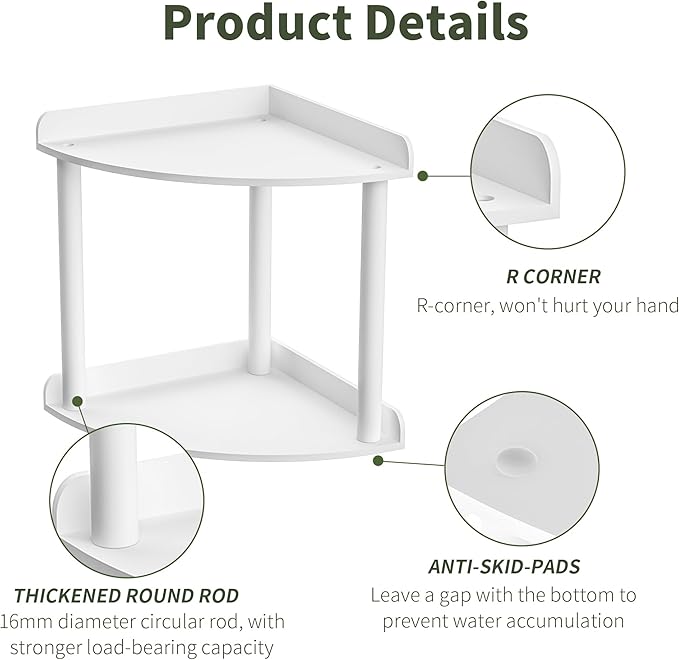 2-Tier Countertop Corner Organizer Shelf - 7x7x8 Inch, White Acrylic Bathroom Organizer for Countertop, Vanity Storage for Skincare, Cosmetics, Perfume-NeatNest