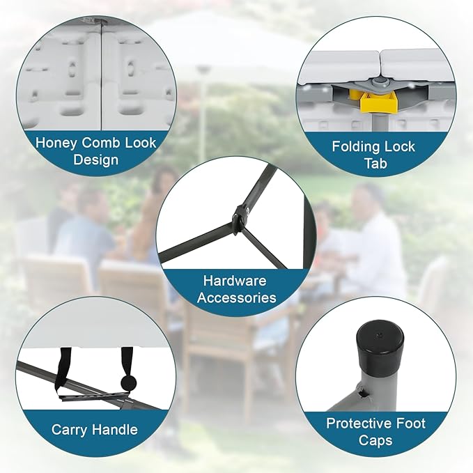 Camping Table Plastic Picnic Table Office Table for Parties Wedding Camping Office with Carrying Handle (White, 6 FT)-NeatNest