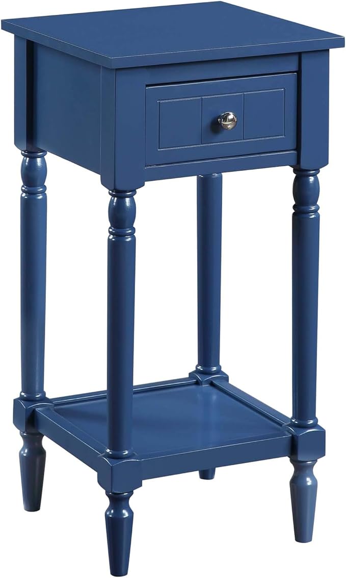 Convenience Concepts French Country Khloe 1 Drawer Accent End Table 14" - Traditional Farmhouse Side Table with Storage Drawer and Shelf for Living Room, Cobalt Blue-NeatNest