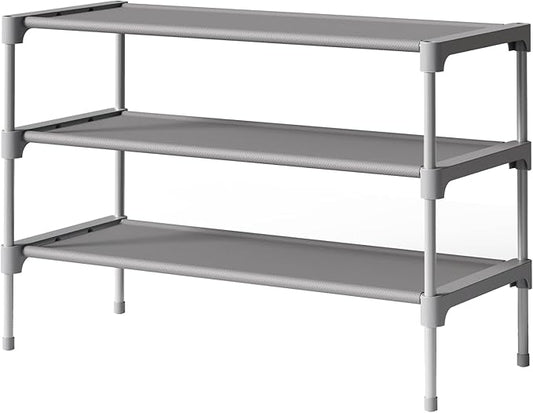 Kitsure Shoe Rack - Non-Woven Shoe Rack Shelf, Shoe Organizer for Closet, Entryway, Garage & Corridor, Stackable Shoe Shelves, Medium, Grey