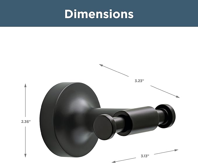 Franklin Brass Voisin (1-Pack) Towel Hooks Matte Black Wall, Double, Mounted for Robes 2-Prong Holder, Bathroom Accessories VOI35-MB