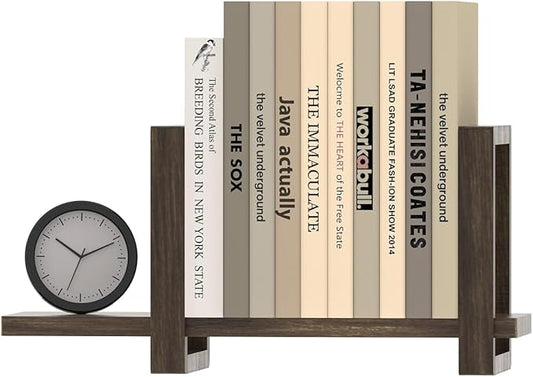 Adjustable Desktop Bookshelf, Retro Tabletop Bookshelf, Desk Shelf for Top of Desk in Living Room, Home, Office, Perfect for Magazine, Books, Cookbooks, No Tools Required to Assemble, Dark Brown-NeatNest