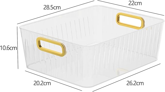 4-Pack Clear Fridge Storage Bins, Plastic Kitchen Pantry Storage Bins, 11.3" × 8.5" × 4.3"
