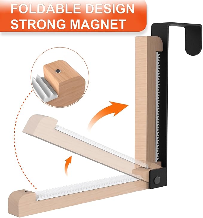 2-Pack Over Door Hooks, Foldable Heavy Duty Black, Space-Saving Hangers for Coats, Towels & Robes - Bathroom, Bedroom, Closet Organizer