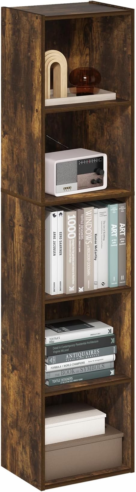 Furinno Pasir 5-Tier Open Shelf Bookcase, Bookshelf, Amber Pine-NeatNest