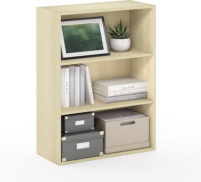 Furinno Pasir 3-Tier Open Shelf Bookcase, Maple