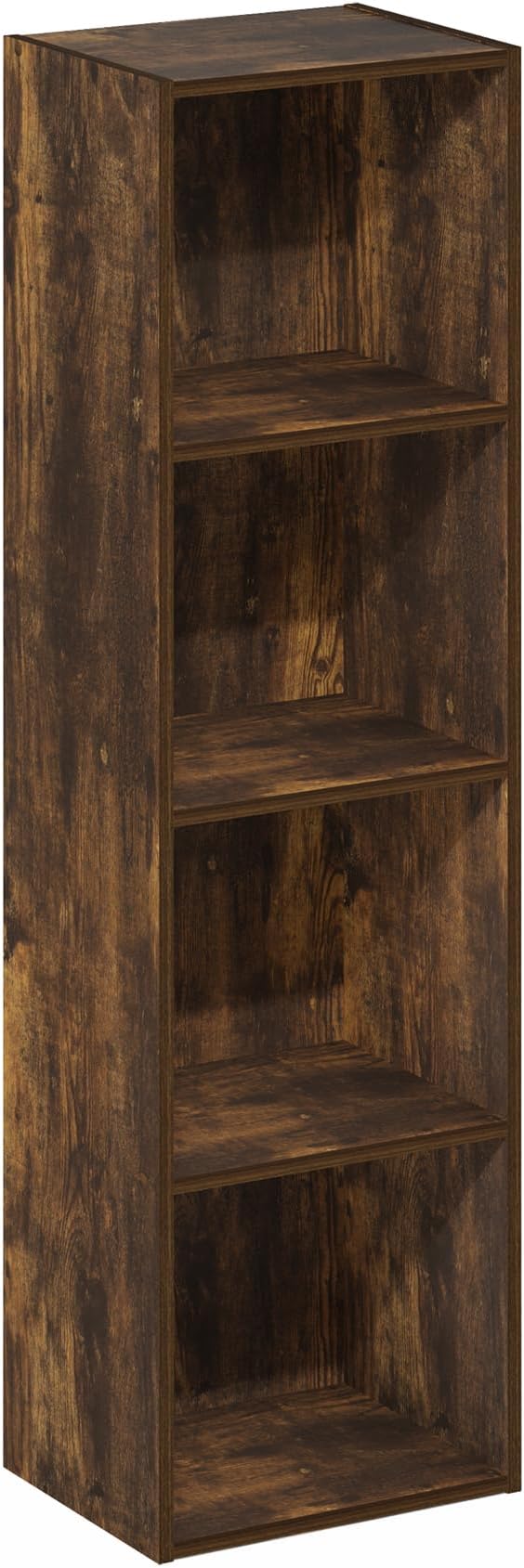 Furinno Pasir 4-Tier Open Shelf Bookcase, Bookshelf, Amber Pine-NeatNest