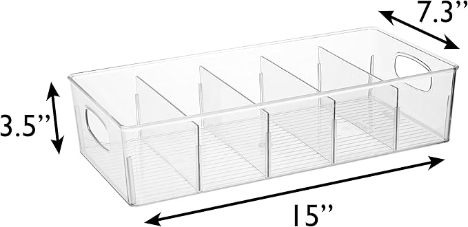 ClearSpace Plastic Pantry Organization and Storage Bins with Removable Dividers – 2 Pack XL Perfect Kitchen Organization or Kitchen Storage – Refrigerator Organizer Bins, Cabinet Organizers-NeatNest