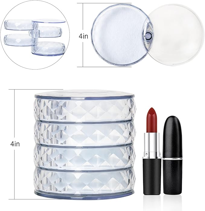 CONBOLA Acrylic Jewelry Organizer, Small Storage Box Jewelry Earring Holder for Women, 5-Layer Rotating Travel Jewelry Tray Case with Lid for Bracelet-NeatNest