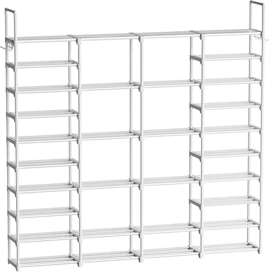 WOWLIVE 4 Row 10 Tiers Extra Large Shoe Rack 72-80 Pairs Big Tall Metal Shoe Shelf, Heavy Duty Organizer for Closet Entryway, Boot Rack Storage Stackable Stand-NeatNest