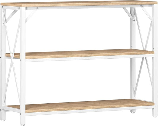 Homeiju Entry Table 40" Width, 3-Tier Entryway Table with Storage, Industrial Sofa Table with Open Shelves, Foyer Tables for Entryway, Hallway, Kitchen, Living Room and Bedroom, Light Coffee-NeatNest