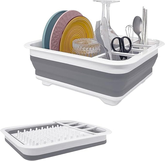 Collapsible Dish Rack for Drying Dishes - Space-Saving and Foldable Design with Versatile Removable Components - Dinnerware Storage Organizer for Small Kitchen Spaces-NeatNest