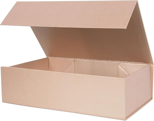 Aimyoo Gold Collapsible Gift Box with Magnetic Closure Lids 10.5x7x3 in, Medium Bridesmaid Groomsman Proposal Boxes, Rectangle Present Box for Graduation Birthday Storage (1 Pack)-NeatNest