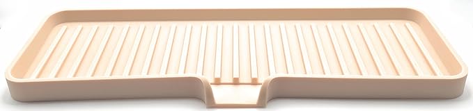 Happitasa Silicone Soap Dish Tray and Sponge Holder with Drain Chute | Bathroom and Kitchen Sink Organizer Caddy (Sand Dollar, 12"x4", 7.4 Ounces)-NeatNest