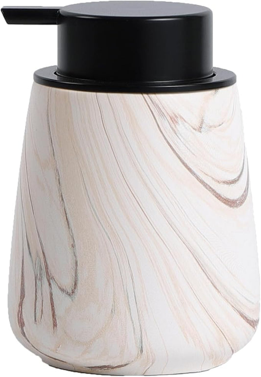 12Oz Ceramic Liquid Soap Dispenser - Modern Lotion Hand Soap Dispenser with Easy-to-Press Black Pump, Reusable and Refillable Dish Soap Dispensers for Bathroom & Kitchen, Marble Brown-NeatNest