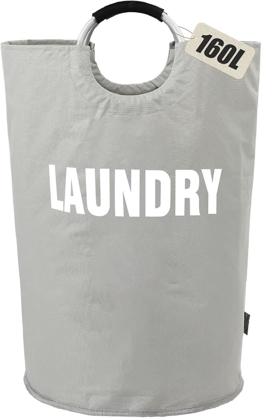 DOKEHOM 160L XX-Large Laundry Basket (7 Colors), Collapsible Laundry Bag, Foldable Laundry Hamper, Folding Washing Bin (Grey, XXL)-NeatNest