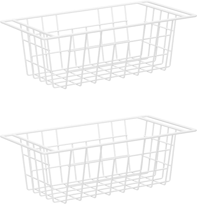 Chest Freezer Bins, Deep Chest Freezer Organizer Basket, Storage Rack Bins Wire Metal Baskets with Hanging Handles 16.5" 2Packs-NeatNest