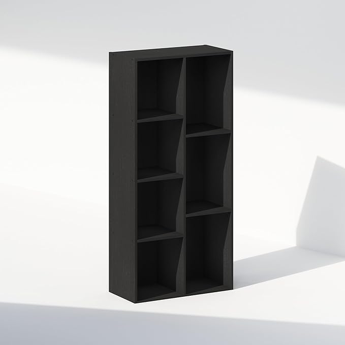 Furinno Reed 7-Cube Open Shelf Multipurpose Closet & Clothing Storage, Storage Organizer, Blackwood-NeatNest