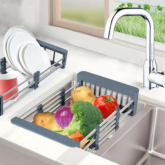 Dish Drying Rack Kitchen Sink Organizer: Expandable Stainless Steel Dish Drainer – Rustproof Sink Dish Drying Rack – Upgraded Dish Racks for Kitchen Counter with Adjustable Arms Holder