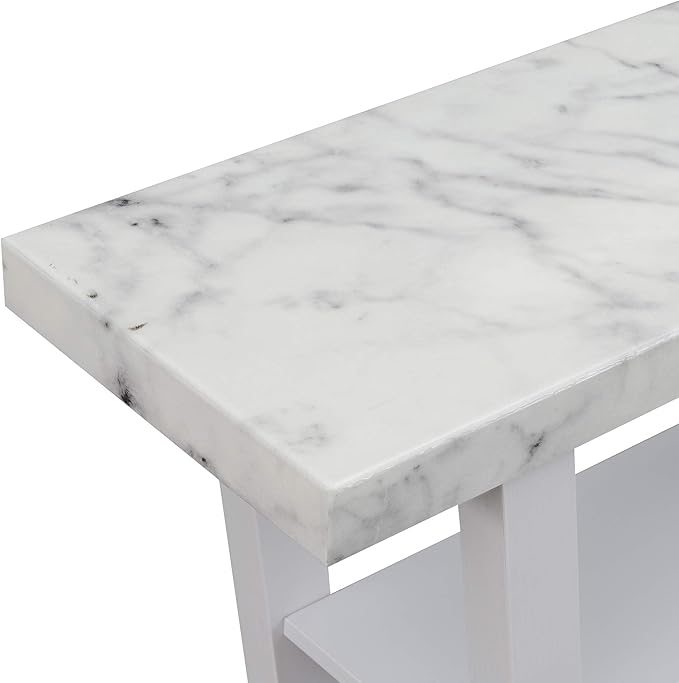 Convenience Concepts Newport V Console Table 31.5" - Modern Sofa Table with Storage Shelves, Narrow Entryway Hall Table for Living Room, Display Accent Table, White Faux Marble/White-NeatNest