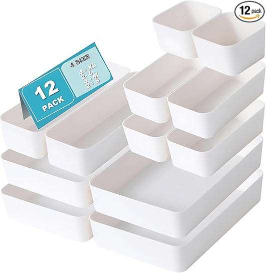 12 PCS Large Kitchen Drawers Organizer for Utensil Organizer Cutlery Silverware Flatware Holder Kitchen Organizers and Storage Drawer Organizer for Forks, Knives, Drawer Divider BPA Free-NeatNest