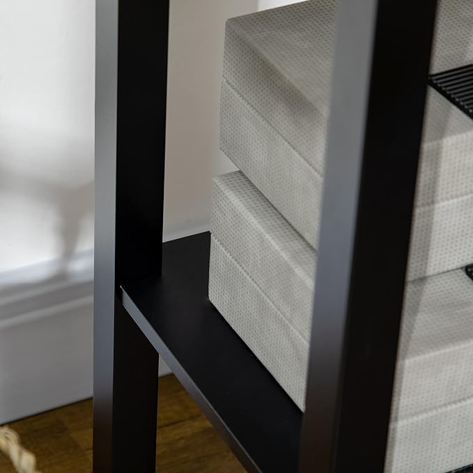 HOMCOM 2-Tier Side Table with Drawer, Narrow End Table with Bottom Shelf, for Living Room, Set of 1, Black