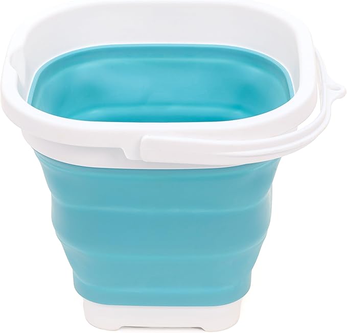 SAMMART 2.6L (0.68 Gallon) Super Mini Sqare Collapsible Plastic Bucket - Foldable Square Tub - Portable Fishing Water Pail - Space Saving Outdoor Waterpot (1, Bright Blue)-NeatNest