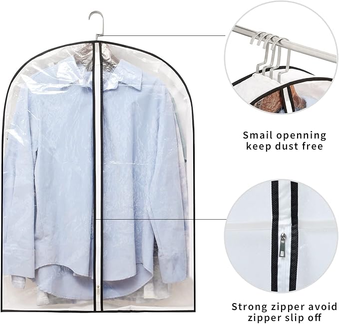 Hanging Clothes Storage with 4" Gusseted Garment Covers (Set of 6) - Clear Suit, Sweater, Shirt, Jacket Protectors for Closet - 24"x 32"x 4" / 6 Pack-NeatNest