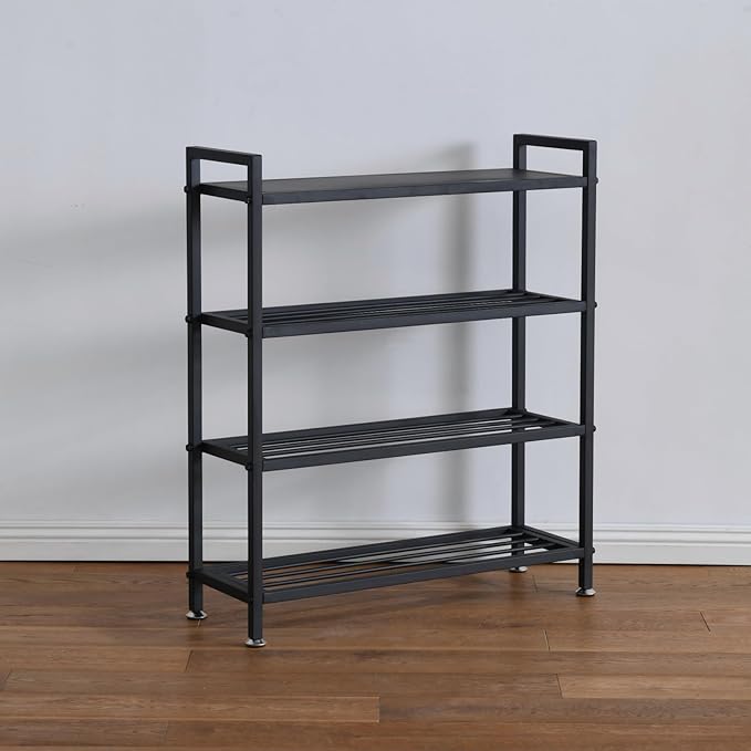 Heavy Duty 4-Tier Shoe Rack Metal Shoe Storage Shelf for 12 Pairs of Shoes Entryway Durable Shelf Easy to Assemble-NeatNest