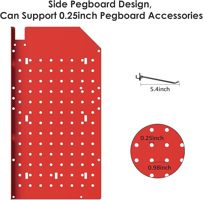 CCCEI Modular Pegboard Rack Power Tool Organizer with Charging Station. 4 Layer Wall Mount Drill Holder, Red Tool Battery Charger Organizer. Garage Shop Storage Utility Shelf with Power Strip.-NeatNest