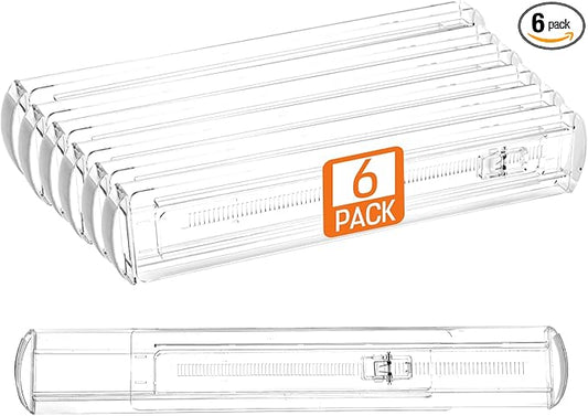 6 Pack Drawer Dividers for Clothes, 2.3" High 13"-21" Adjustable Drawer Dividers Expandable Dresser Drawer Organizer, Clear Drawer Separators for Clothes, Underwear, Cosmetic, Kitchen Utensils Storage-NeatNest