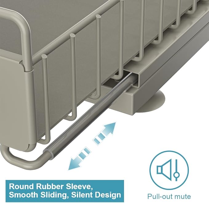 Under Sink Organizer, Pull Out Kitchen Cabinet Organizer 2 Tier Slide Out Under Sink Organizers and Storage, Sink Shelf Cabinet Storage Shelves for Kitchen Bathroom Pantry, Grey-NeatNest