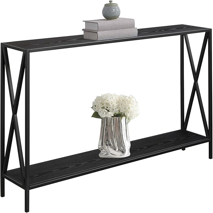 Convenience Concepts Tucson Console Table 47.25" - Modern Sofa Table with Storage Shelf, Entryway Hall Table for Living Room, Black-NeatNest
