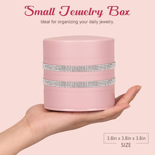 CONBOLA Jewelry Holder Organizer, Christmas Gifts Ideas for Women, Small Jewelry Storage Box Earring Holder, 5-Layer Rotating Jewelry Storage Tray with Lid for Bracelets Rings Bracelets-NeatNest