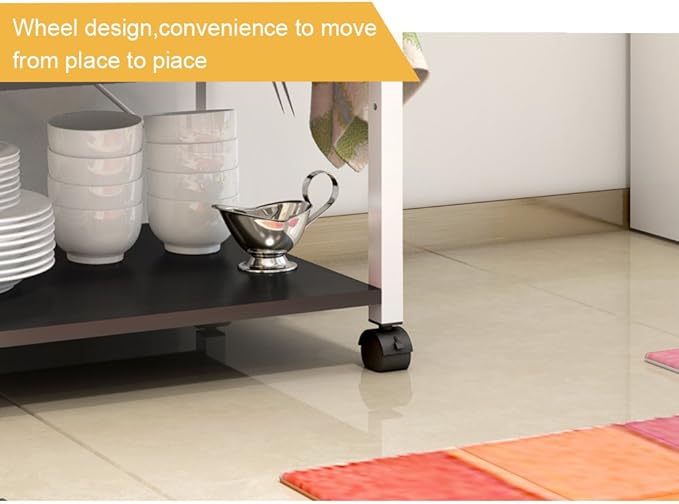 soges 3-Tier Kitchen Baker's Rack, Utility Microwave Oven Stand Cart with Storage Shelves, Small Coffee Cart Station on Wheels, Black W4-BK-N