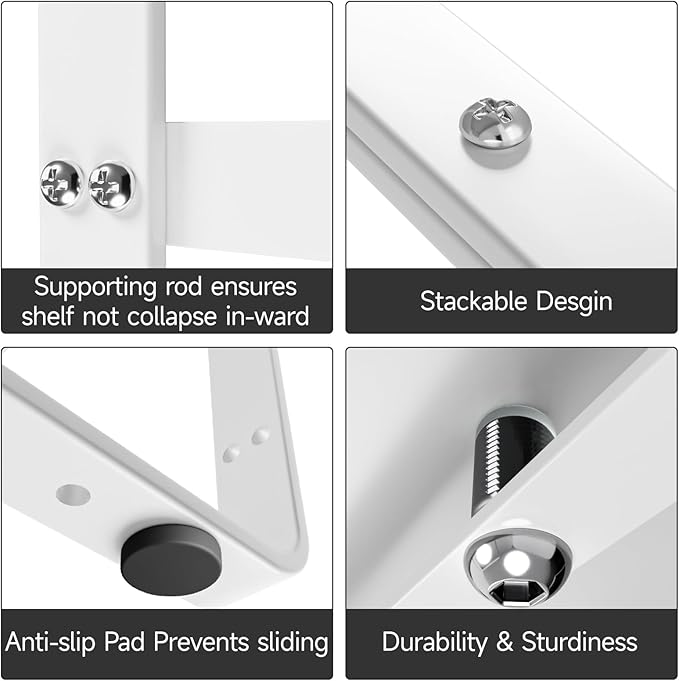 16.5-27’’L Expandable Cabinet Shelf Organizers, Stackable Metal Shelves Extender for Kitchen Countertop Storage, Adjustable Spices Shelves Rack Stand for Cupboard Pantry, White-NeatNest