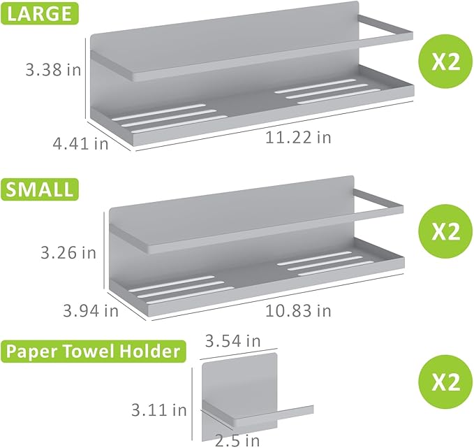 Magnetic Spice Rack For Refrigerator Fridge Shelf Kitchen Spice Organizer Grey 4 Pack With Magnetic Paper Towel Holder