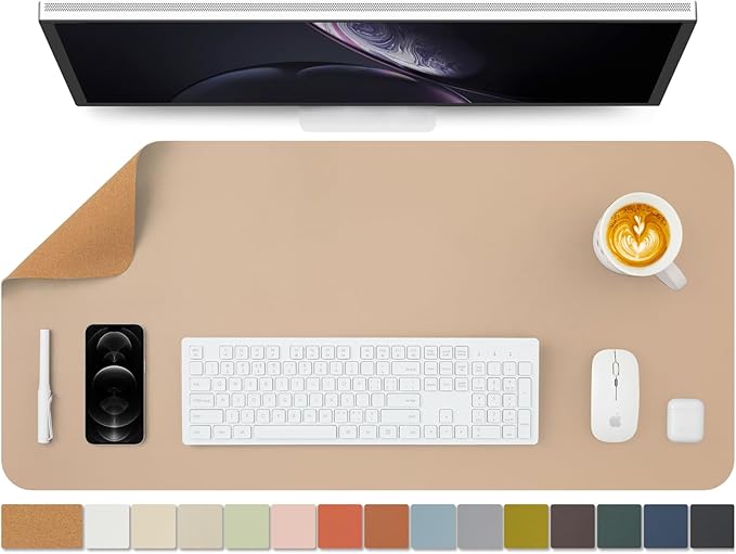 Cork Apricot Desk Mat - Dual-Sided Desk Pad for Office and Home - Desk Organization and Accessories - Ideal for Large Mouse Pad and Desk Mats on Top of Desks(36"x 17")-NeatNest