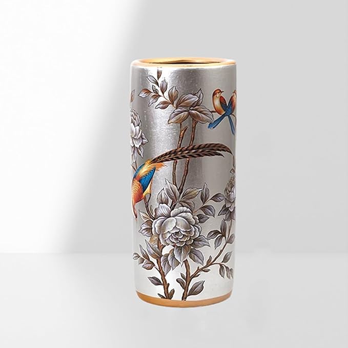 Ceramic Umbrella Stand Umbrella Holder for Entryway Hand-Made Umbrella Stand Barrels Umbrella Holder Cane Floor Standing Vase Ceramic Storage Bucket for Home Office Entrance Indoor.(Silver 205)-NeatNest