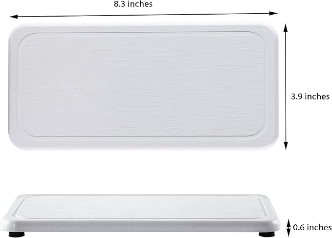 2 Pcs Water Absorbing Stone Trays, Kitchen/Bathroom Sink Soap Dish, Diatomite Tray Used for Hand Soap & Cosmetic Bottles in The Modern Home, 4" W x 8.3" L, White-NeatNest