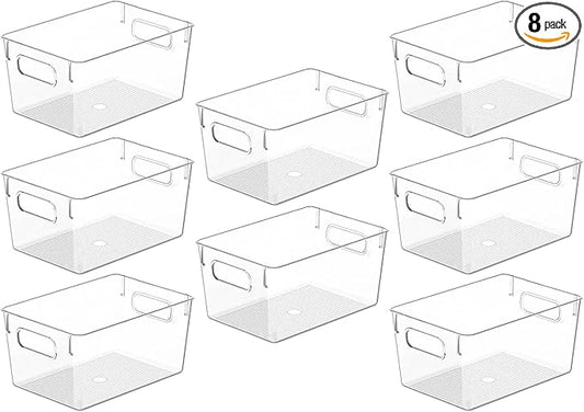 Clear Plastic Storage Bins, Pantry Organizers and Storage Containers Fridge Organizer Bins for Organizing Kitchen Cabinet Organizer Bin Bathroom Freezer Refrigerator Organization-NeatNest