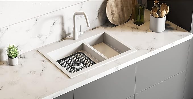 DecorRack 2 Sink Protectors for Kitchen Sink, Plastic 12" x 11" Dish Rack, Protect Sink from Stains, Damage, Scratches, Dishwasher Safe Grid Mat for Kitchen (2 Pack, Black)