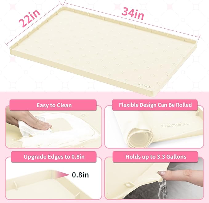 Sdpeia Under Sink Mat for [34" x 22"] Cabinet, Upgraded Silicone Waterproof Mat Kitchen Cabinet Liner Cabinet Protector Kitchen Organizers and Storage-NeatNest