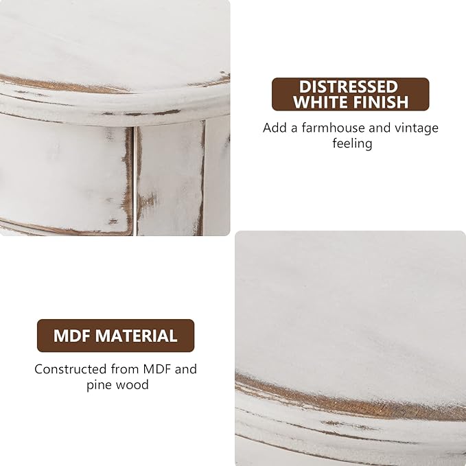 COSIEST Tall End Table with Drawer Sets of 2, Round Nightstand Bedside Table with Storage Shelf, Industrial Telephone End Table for Living Room, Bedroom, Hall Way, Space Saving-NeatNest